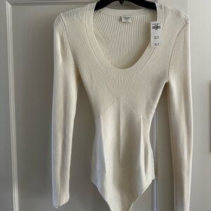 Abercrombie & Fitch cream Ribbed Knit bodysuit. New with tags